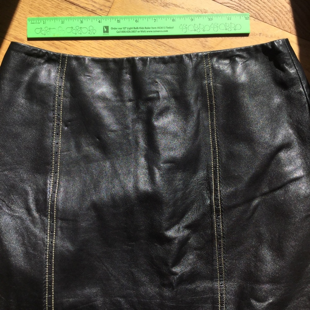 Leather PENCIL SKIRT Vintage Margaret Godfrey Black EPLVC Sz 8 SEXY - Picture 5 of 11